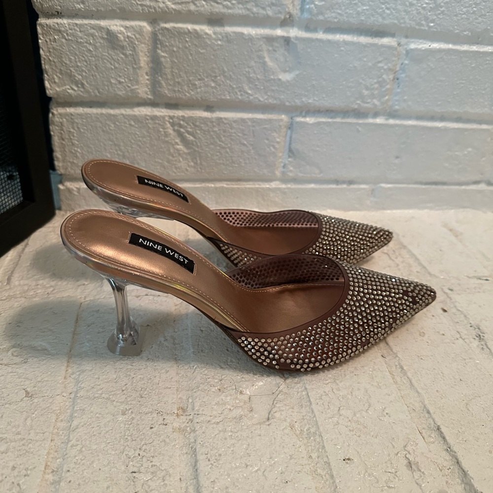 Bronze Rhinestone Embellished Mules - Picture 3 of 7